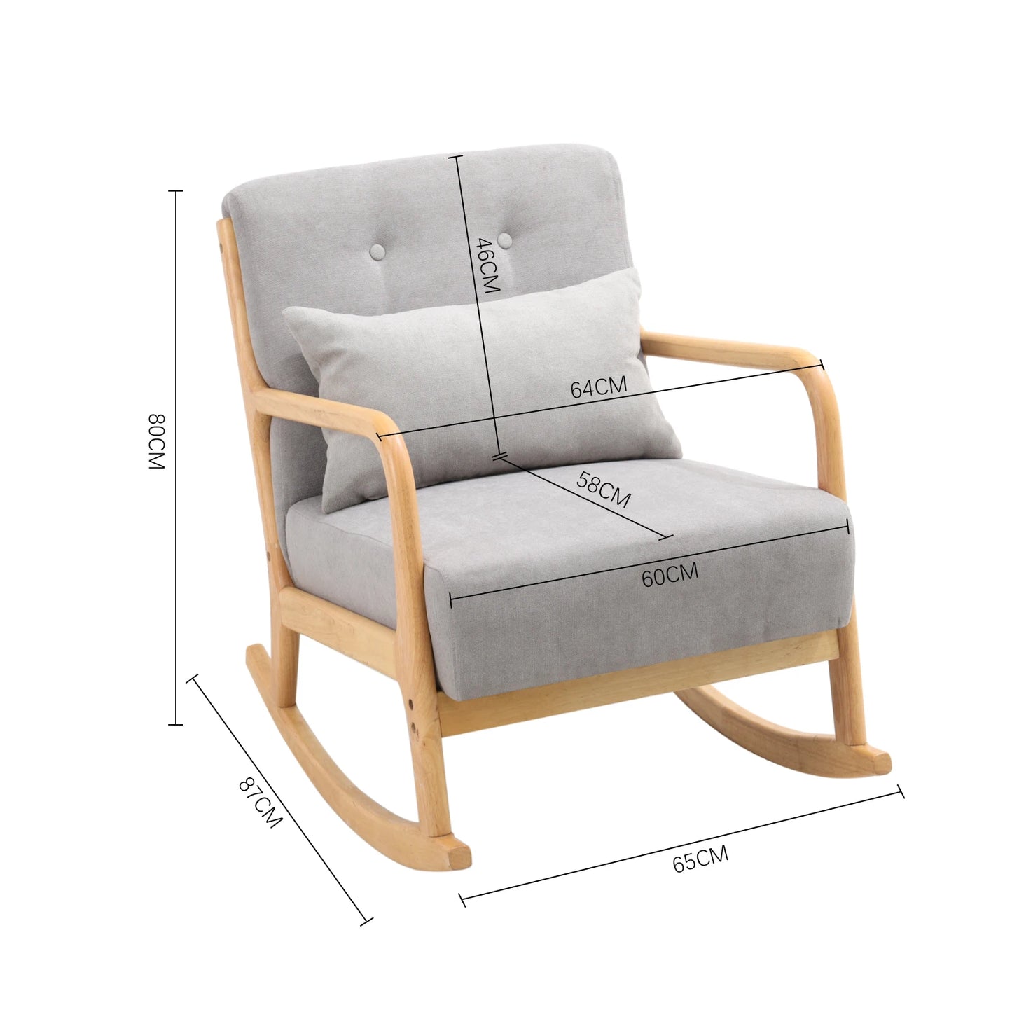 Nursery Collection, Grey Contemporary Linen, Rocking Nursery Chair