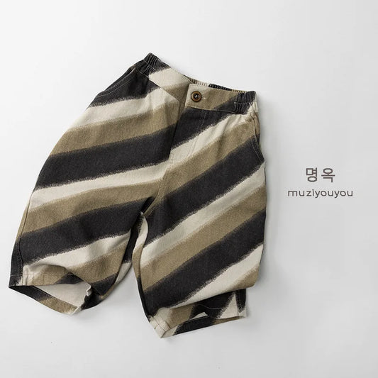 Relaxed Oversized Khaki Stripped Trouser