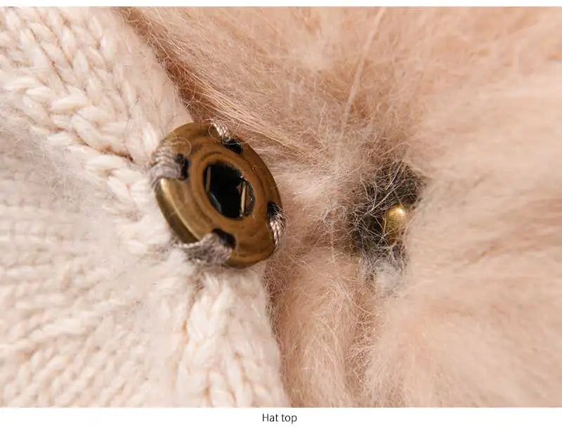 Winter Warm Cashmere with Raccon Pom-pom's and Pearl Edged Hat