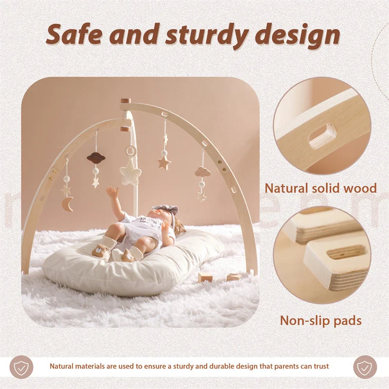 Nursery Collection, Newborn Activity Gym Frame with Star Cloud Hanging Pendants