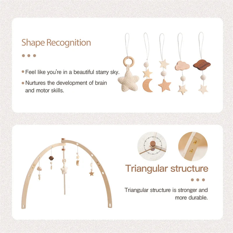 Nursery Collection, Newborn Activity Gym Frame with Star Cloud Hanging Pendants