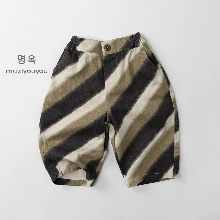 Relaxed Oversized Khaki Stripped Trouser