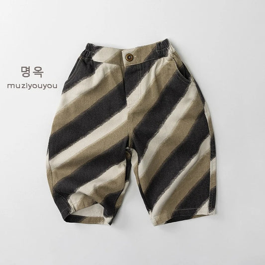 Relaxed Oversized Khaki Stripped Trouser