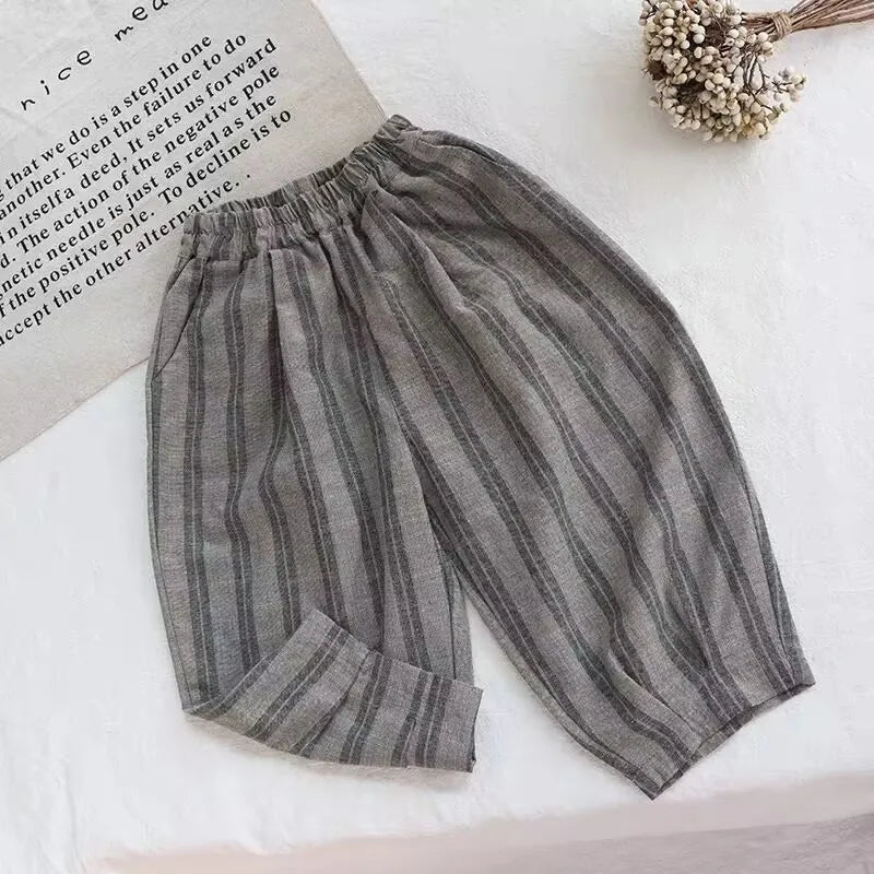 Linen Striped Harem Trousers