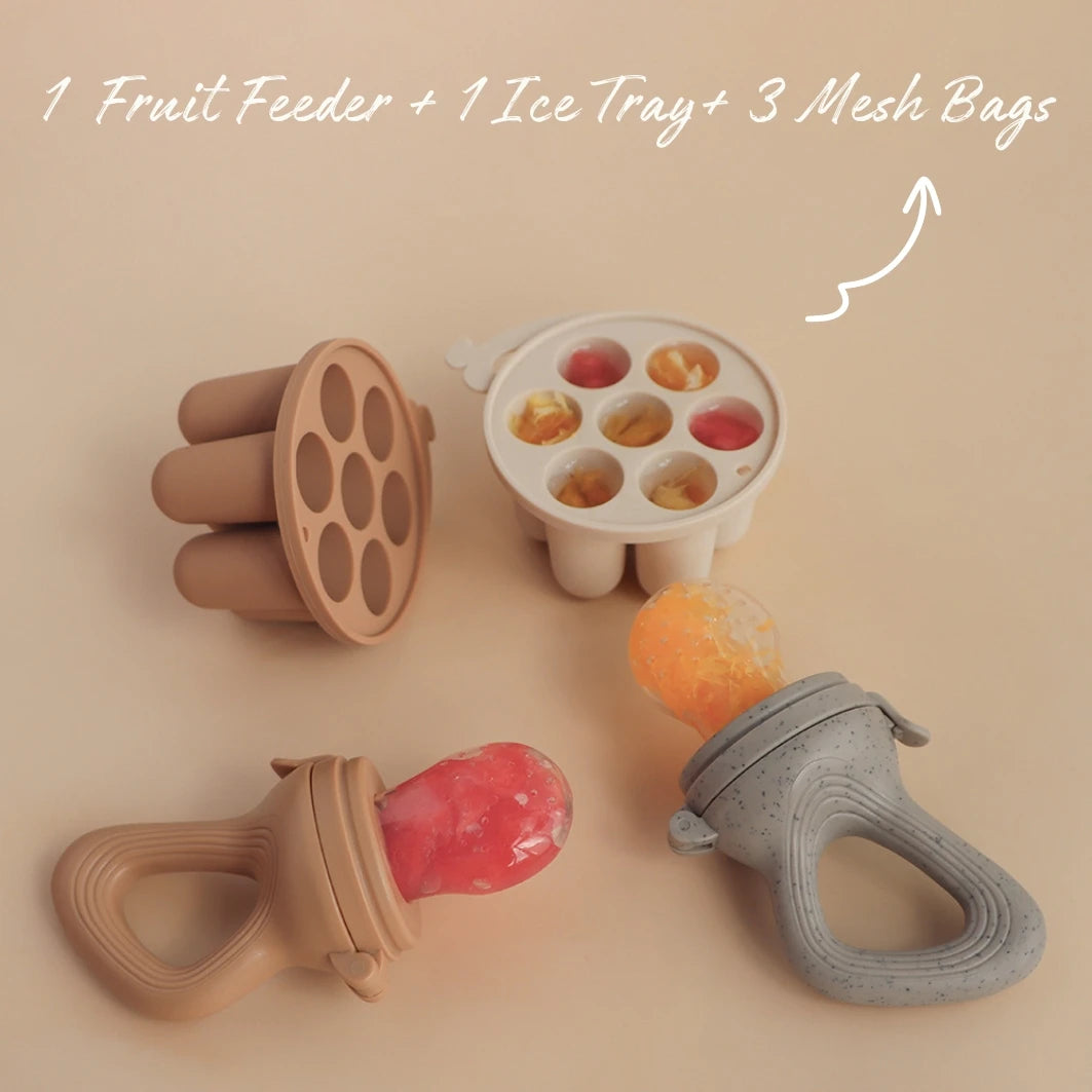 Feed With Me, Baby Fruit Feeder, Teether,  Pacifier with Baby Food Freezer Tray