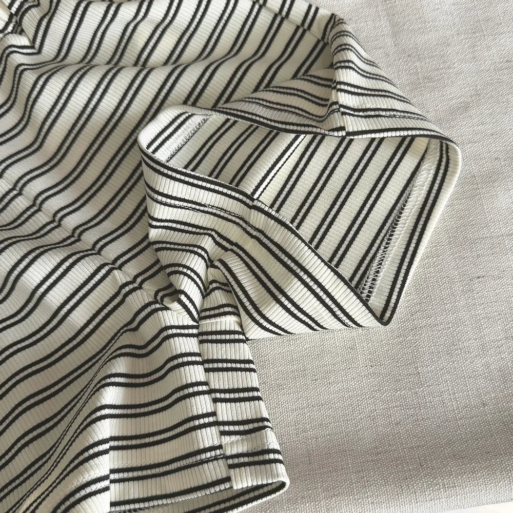 Black and White Striped Camisole and Shorts