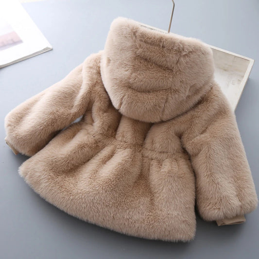 Apparel Collection, Plush Fur Hooded Coat.