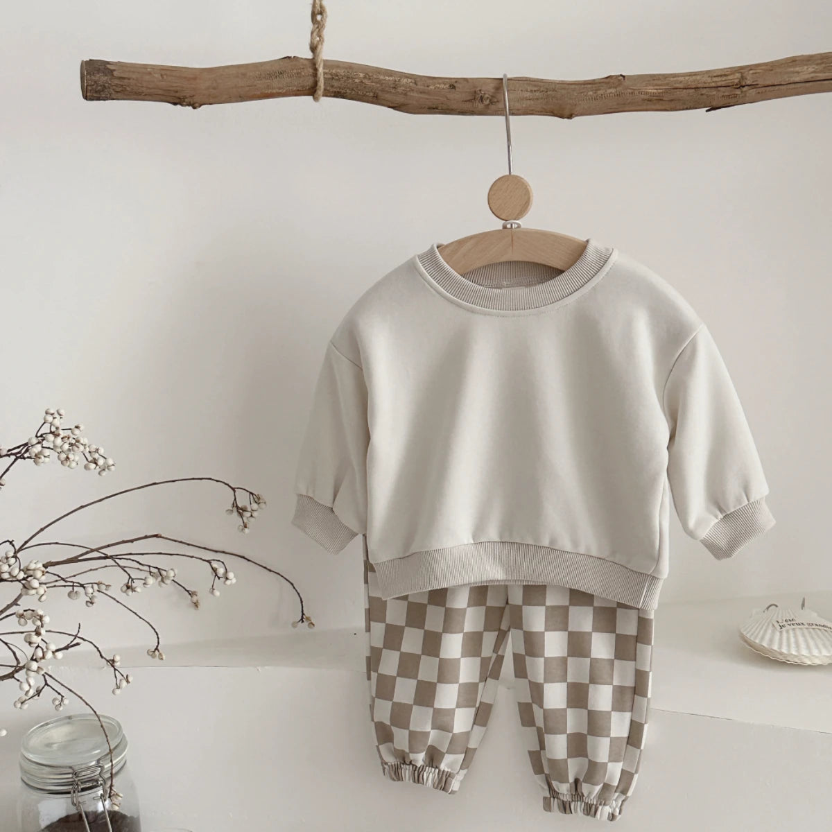 Grey Smoke Square Print Cosy Lounge Set