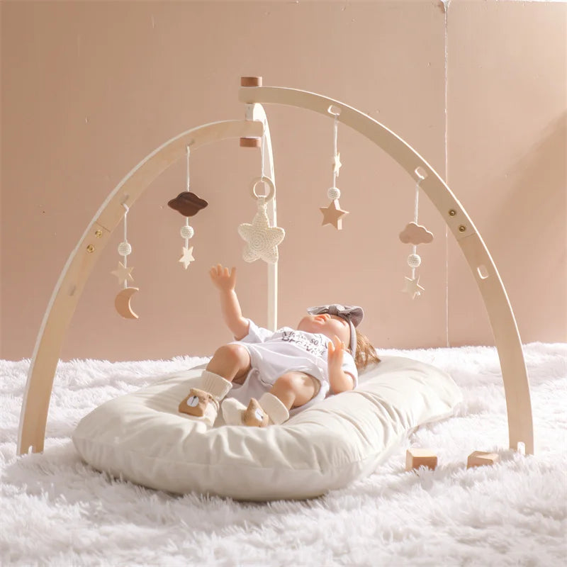 Nursery Collection, Newborn Activity Gym Frame with Star Cloud Hanging Pendants
