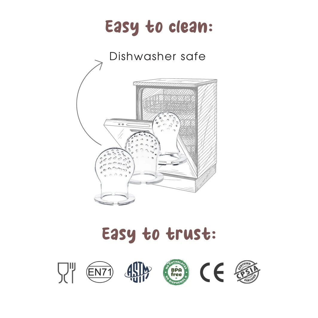 Feed With Me, Baby Fruit Feeder, Teether,  Pacifier with Baby Food Freezer Tray