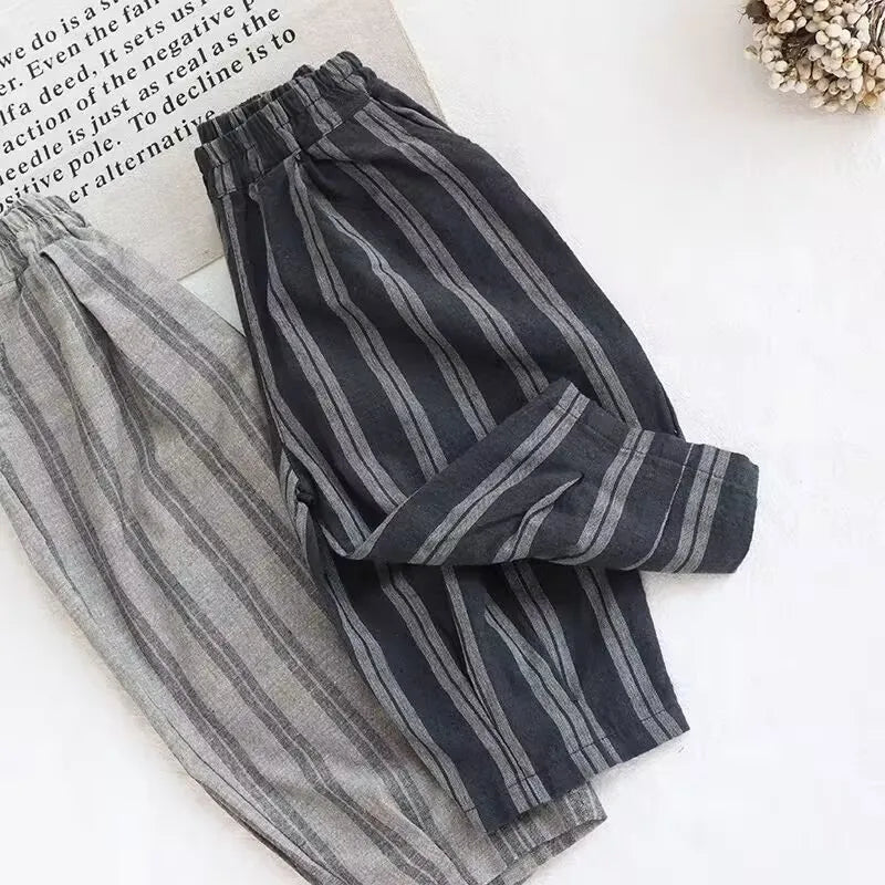 Linen Striped Harem Trousers