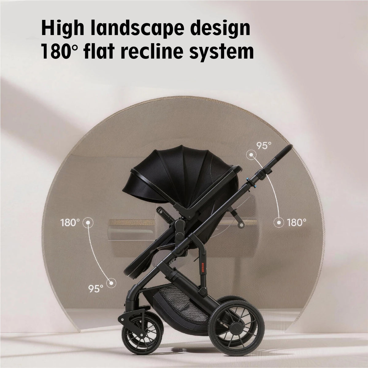 Noir Reversible Baby Stroller, Foldable Pram with Shock Absorption