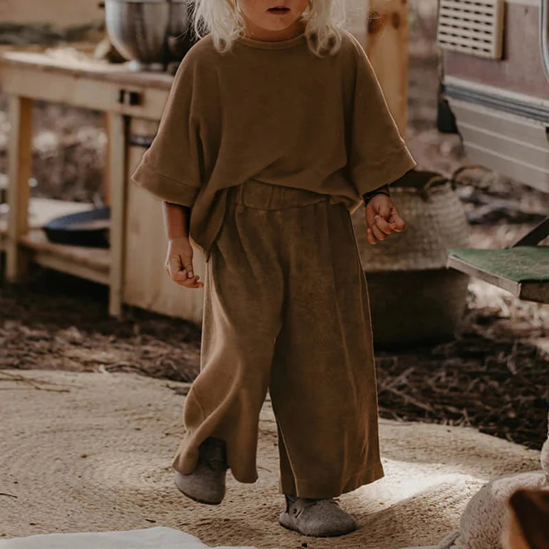 Apparel Collection, 3/4 Sleeve T-Shirt and Wide Legged Trouser 2pcs Set
