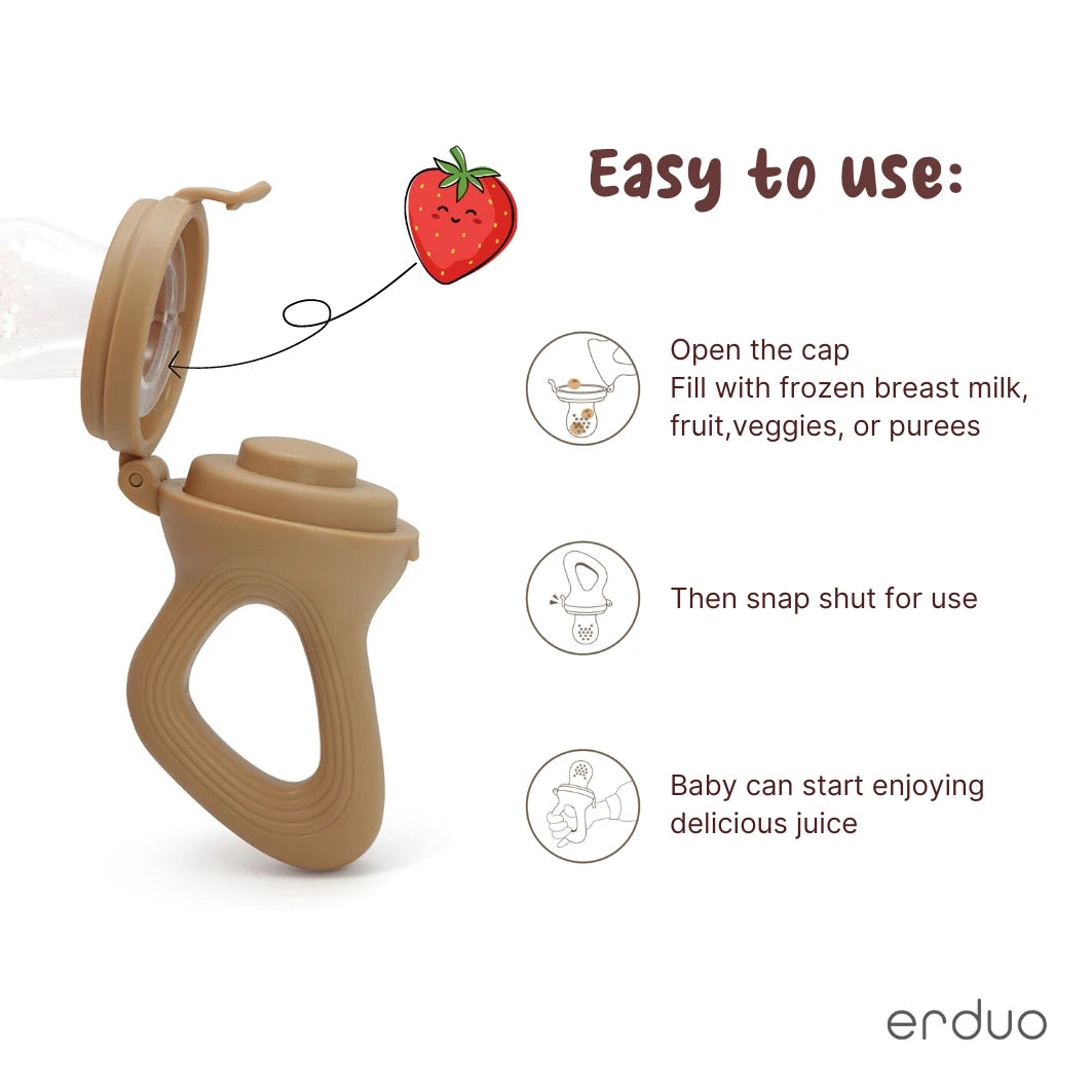 Feed With Me, Baby Fruit Feeder, Teether,  Pacifier with Baby Food Freezer Tray