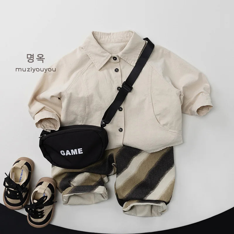Relaxed Oversized Khaki Stripped Trouser