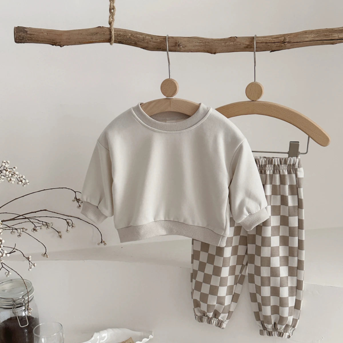 Grey Smoke Square Print Cosy Lounge Set