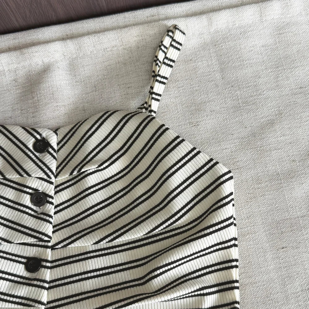 Black and White Striped Camisole and Shorts