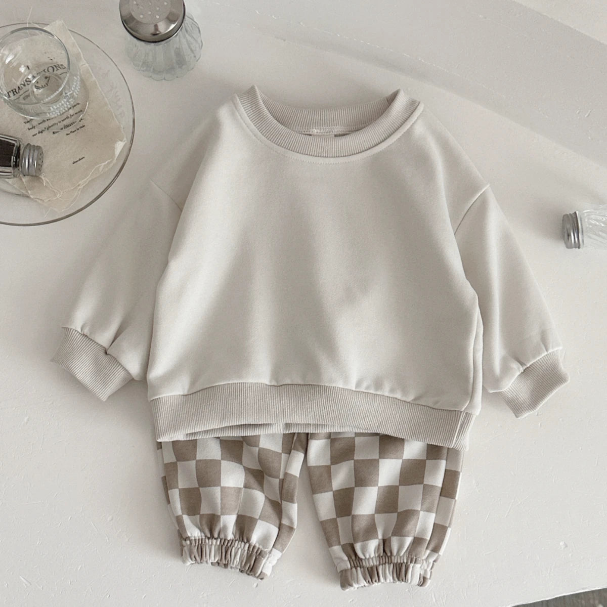 Grey Smoke Square Print Cosy Lounge Set