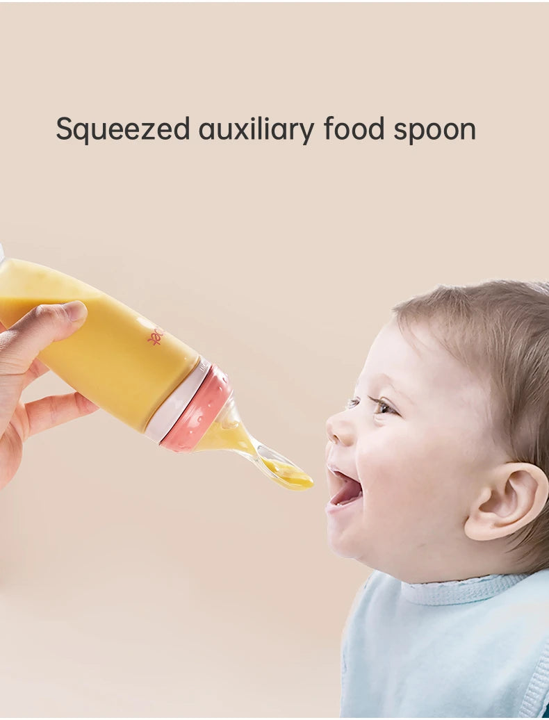 Feed With Me, Silicone Squeezing Bottle, Feeding Spoon