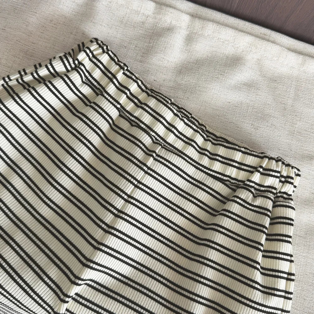 Black and White Striped Camisole and Shorts