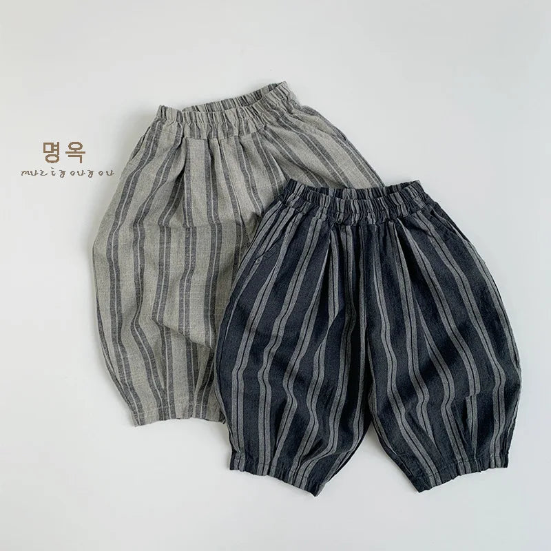 Linen Striped Harem Trousers
