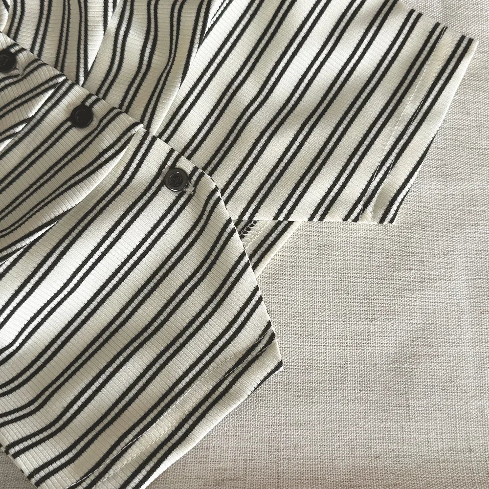 Black and White Striped Camisole and Shorts