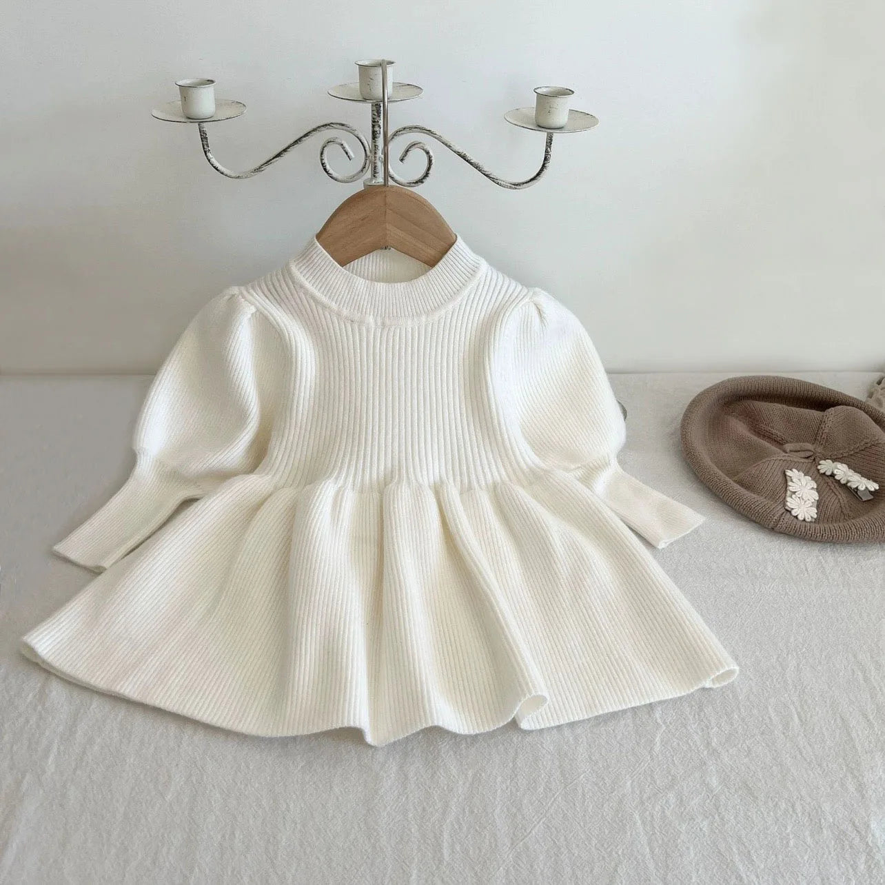 Apparel Collection, Princess Puff Sleeve Knitted Dress