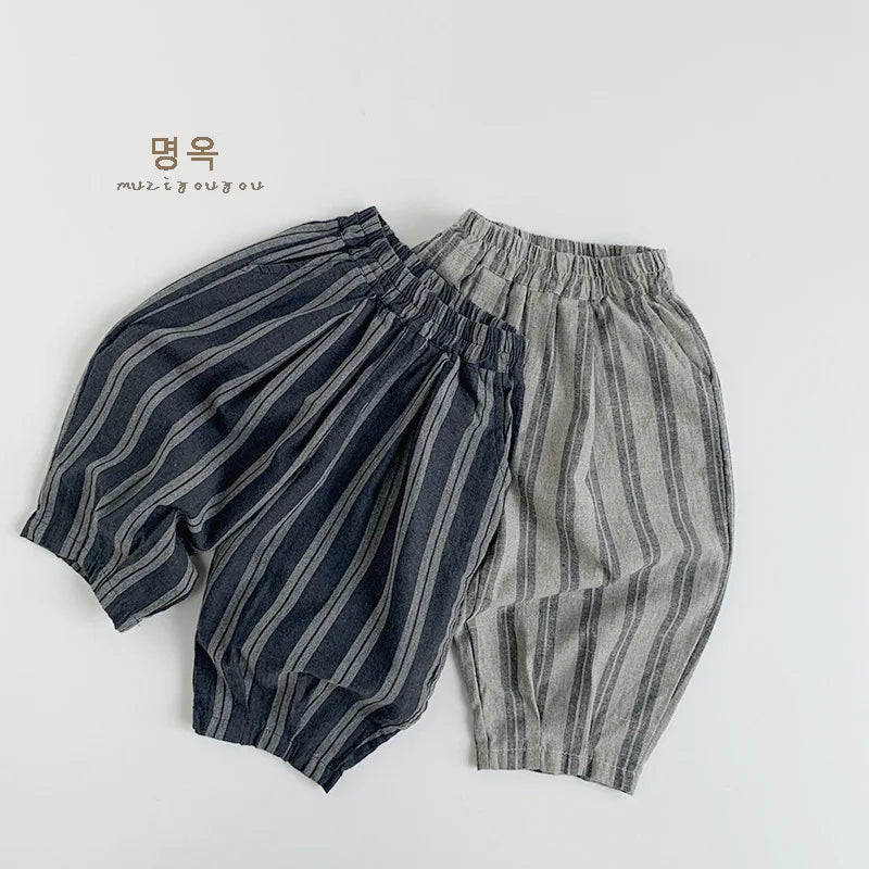 Linen Striped Harem Trousers