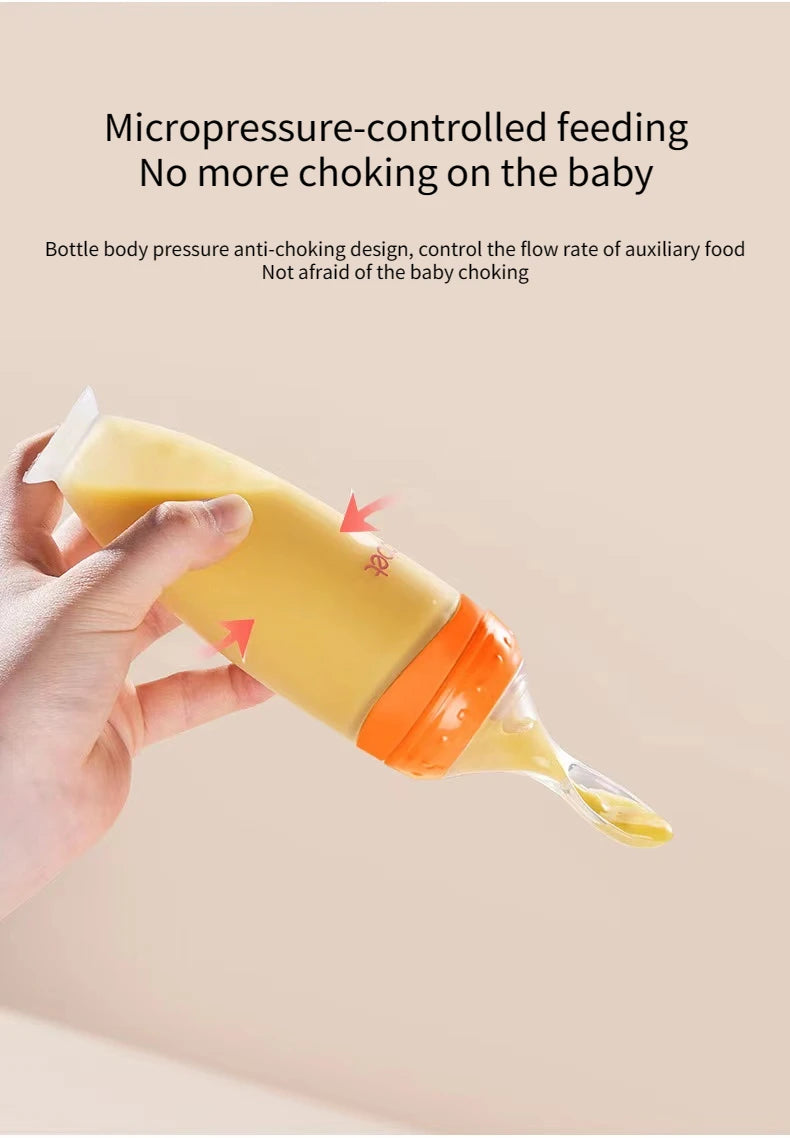 Feed With Me, Silicone Squeezing Bottle, Feeding Spoon