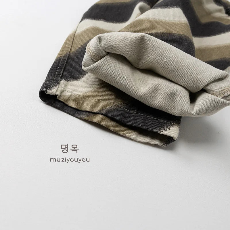 Relaxed Oversized Khaki Stripped Trouser